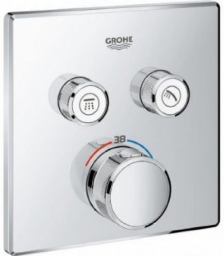 Mitigeur thermostatique encastré Grohe Grotherm, SmartControl, chromé, avec 2 vannes d’arret