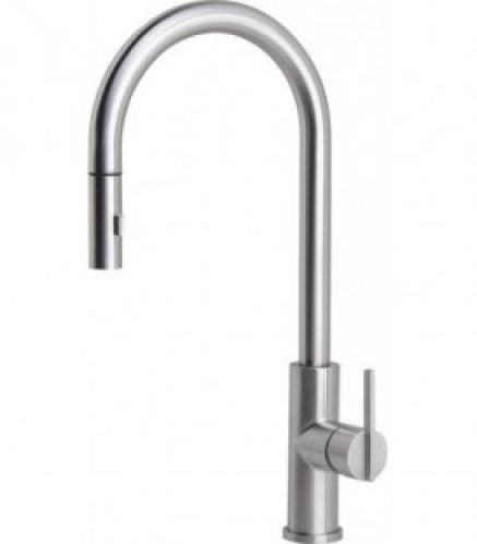 Mitigeur évier inox Ezroni inox mat, orientable saillie 215mm, hauteur : 491mm