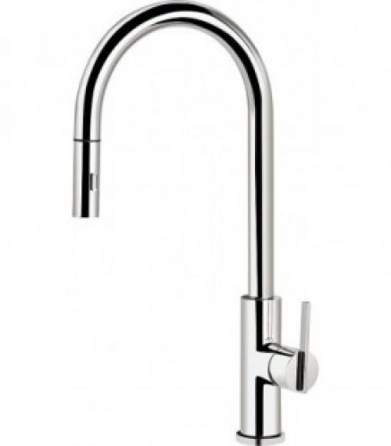 Mitigeur évier inox Ezroni inox poli, orientable saillie 215mm, hauteur : 491mm