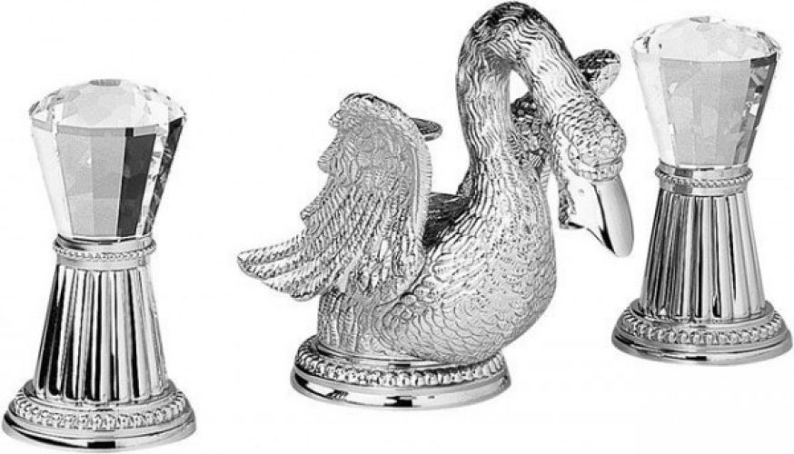 Mélangeur Lavabo Jado Perlrand Cristal 3 trous avec bec cygne en cristal Swarovski H3978A4