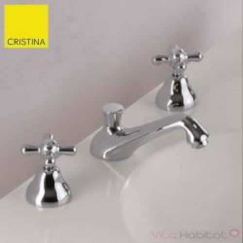 Mélangeur pour lavabo IMPERO  bec coulé 3 trous + Vidage – CRISTINA ONDYNA IM20151