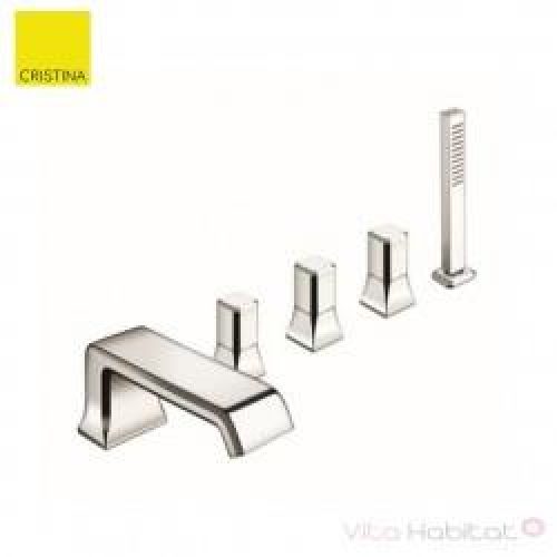 Mélangeur sur gorge 5 trous pour bain/douche ITALY Chromé + douchette – CRISTINA ONDYNA IT12151