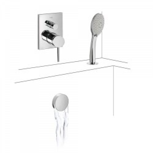 MONO‑TERM® à encastrer pour bain‑douche avec fermeture et réglage du débit. (2 voies) – TRES 06218012