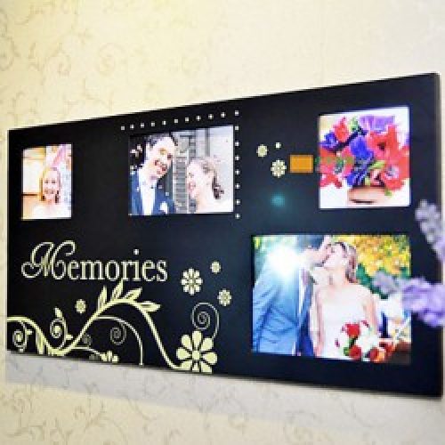 Mur de photos rectangulaire en bois noir