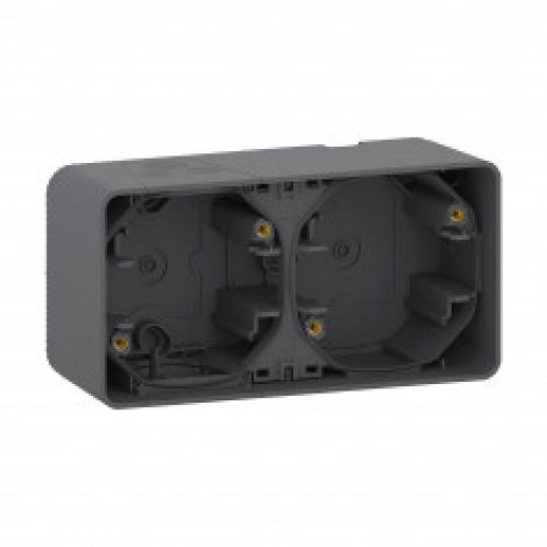 Mureva Styl – Boîte 2 postes horizontaux – montage saillie – IP55 – IK08 – gris