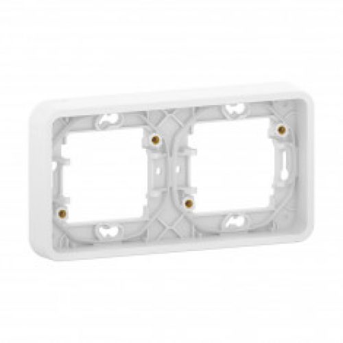 Mureva Styl – Cadre 2 postes horizontaux – montage encastré – IP55 – IK08 – blanc