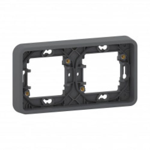 Mureva Styl – Cadre 2 postes horizontaux – montage encastré – IP55 – IK08 – gris