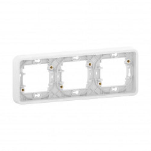 Mureva Styl – Cadre 3 postes horizontaux – montage encastré – IP55 – IK08 – blanc