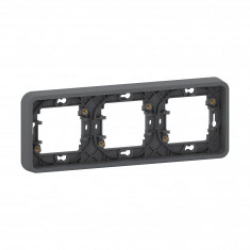 Mureva Styl – Cadre 3 postes horizontaux – montage encastré – IP55 – IK08 – gris