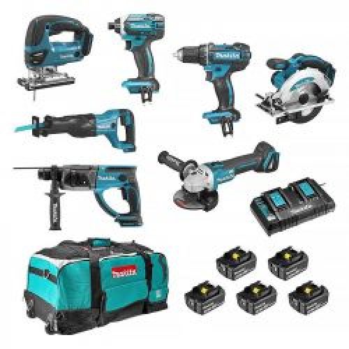 Pack 7 Outils Makita Dlx7013Pt1 18V 5X5Ah