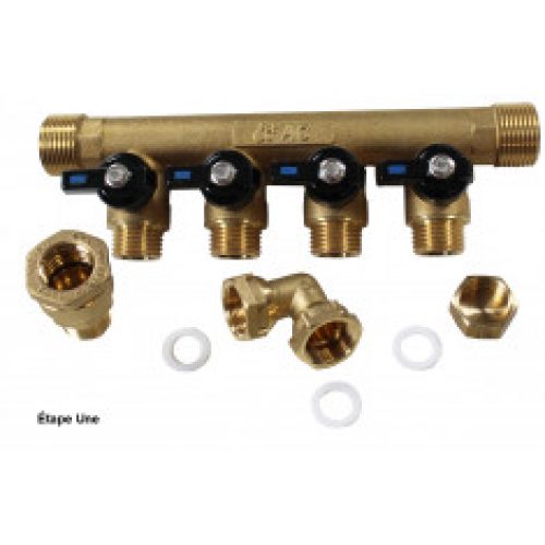 Pack collecteur sanitaire eau-froide 3/4 » (20/27) 4 départs mâle 1/2&Prime; (15/21) – alimentation PEH…