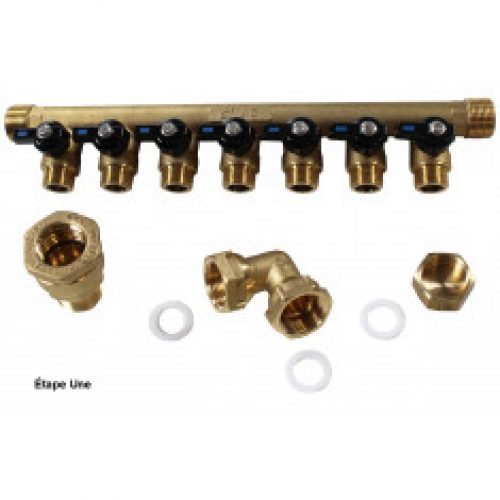 Pack collecteur sanitaire eau-froide 3/4 » (20/27) 7 départs mâle 1/2&Prime; (15/21) – alimentation PEH…