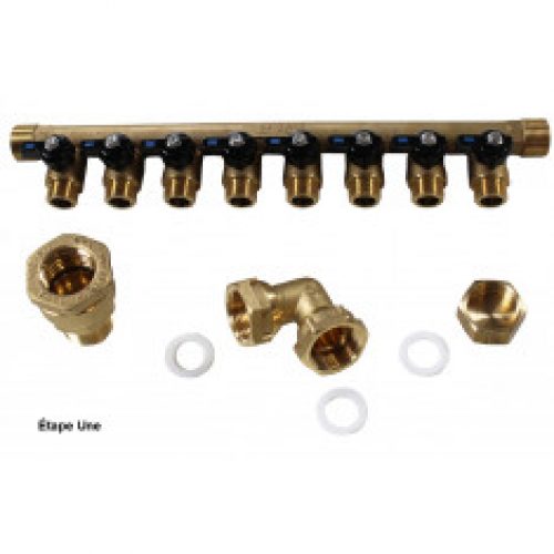 Pack collecteur sanitaire eau-froide 3/4 » (20/27) 8 départs mâle 1/2&Prime; (15/21) – alimentation PEH…