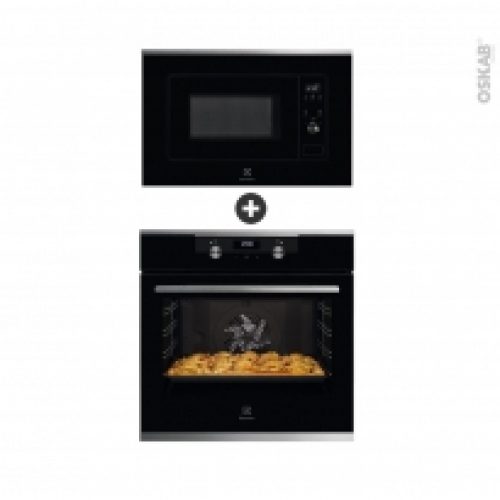 Pack Design Assorti Electromenager Encastrable Noir Four Catalyse 72L Micro Ondes 20L Electrolux