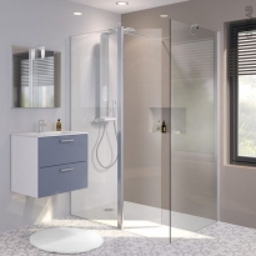 Pack Douche A L Italienne Paroi 80 Cm Volet Paroi De Retour 90 Cm 6 Mm Verre Transparent 2 Barres De Fixation Profiles Chromes Atlas 2