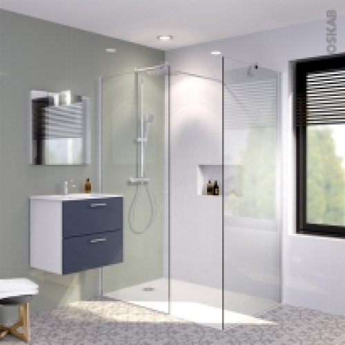 Pack Douche A L Italienne Paroi 90 Cm Paroi De Retour 90 Cm Verre Transparent 6 Mm 2 Barres De Fixation Profiles Chromes Atlas 2