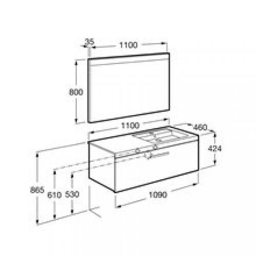 Pack meuble 110 cm un tiroir gris anthracite…