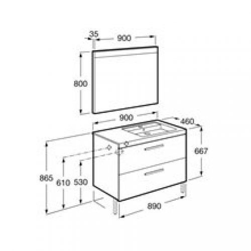 Pack meuble 90 cm deux tiroirs gris anthracite…