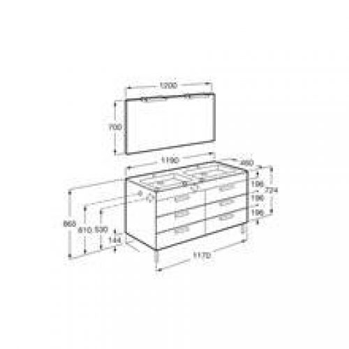 Pack meuble blanc 120 cm 6 tiroirs Debba Roca