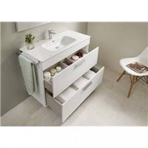 Pack meuble blanc 60 cm 2 tiroirs Debba Roca
