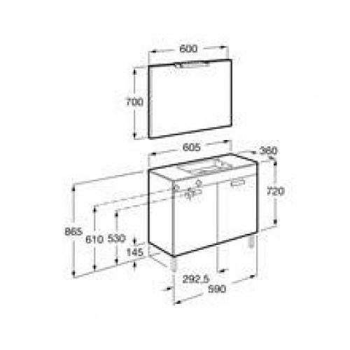 Pack meuble chêne 60 cm compact portes Debba Roca