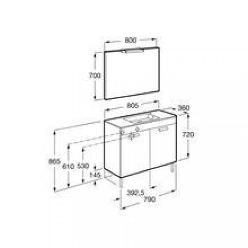 Pack meuble chêne 80 cm compact portes Debba Roca