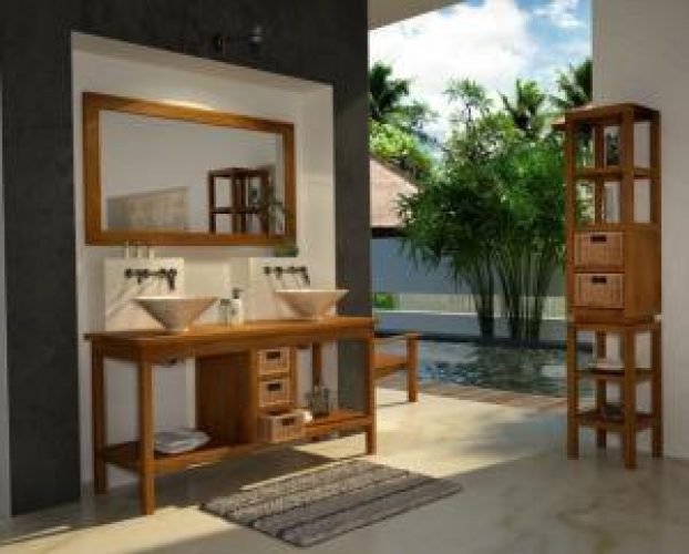 Pack – Meuble de salle de bain Bali 145 en teck