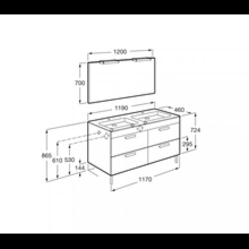 Pack meuble gris 120 cm 4 tiroirs Debba Roca
