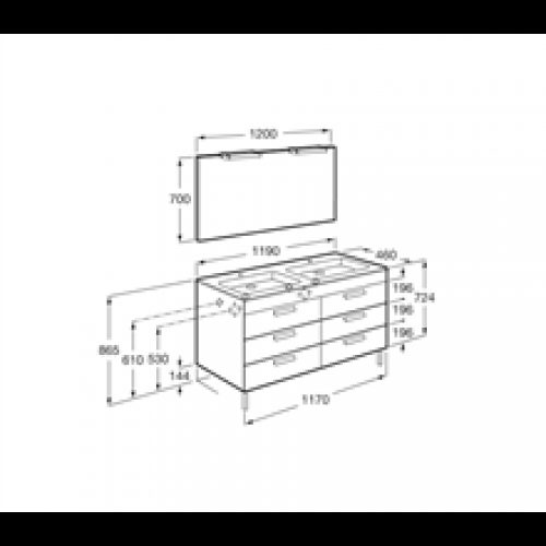 Pack meuble gris 120 cm 6 tiroirs Debba Roca