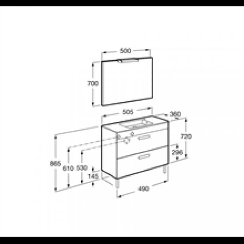 Pack meuble gris 50 cm compact 2 tiroirs Debba…