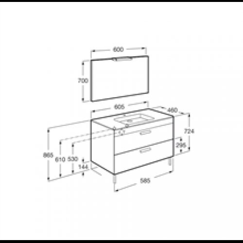 Pack meuble gris 60 cm 2 tiroirs Debba Roca
