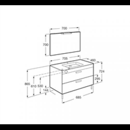 Pack meuble gris 70 cm 2 tiroirs Debba Roca