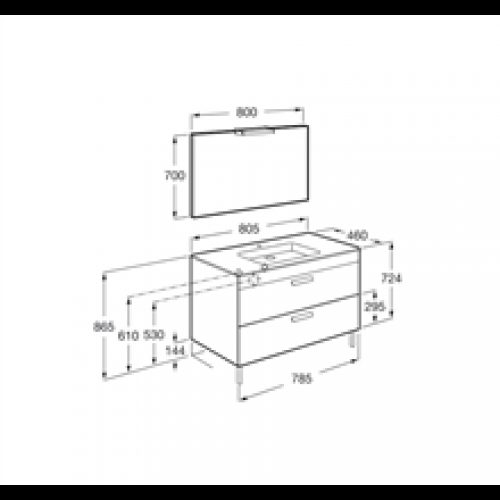 Pack meuble gris 80 cm 2 tiroirs Debba Roca