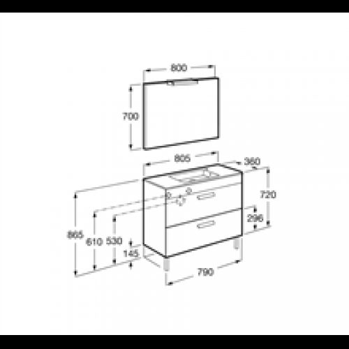 Pack meuble gris 80 cm compact 2 tiroirs Debba…