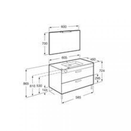 Pack meuble wengé 60 cm 2 tiroirs Debba Roca
