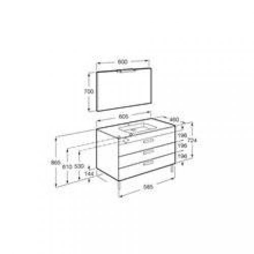 Pack meuble wengé 60 cm 3 tiroirs Debba Roca