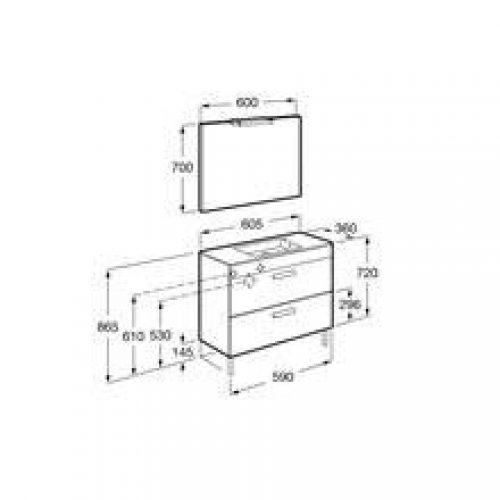 Pack meuble wengé 60 cm compact 2 tiroirs Debba…