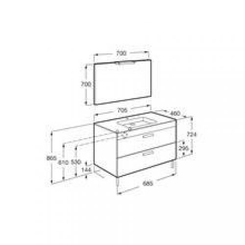 Pack meuble wengé 70 cm 2 tiroirs Debba Roca
