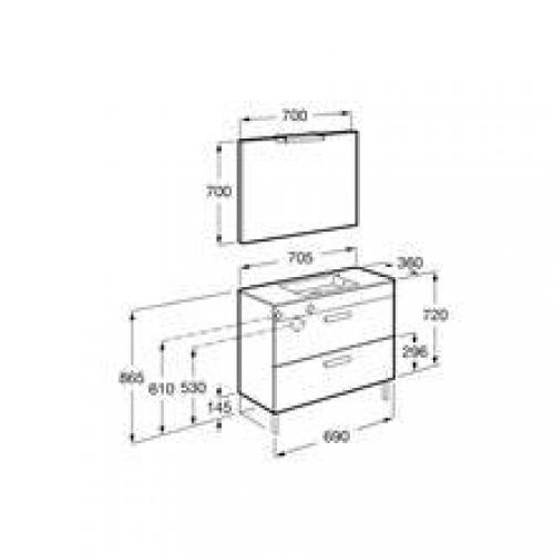 Pack meuble wengé 70 cm compact 2 tiroirs Debba…