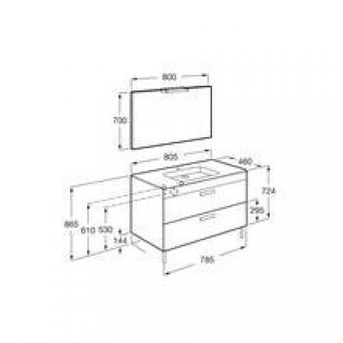 Pack meuble wengé 80 cm 2 tiroirs Debba Roca