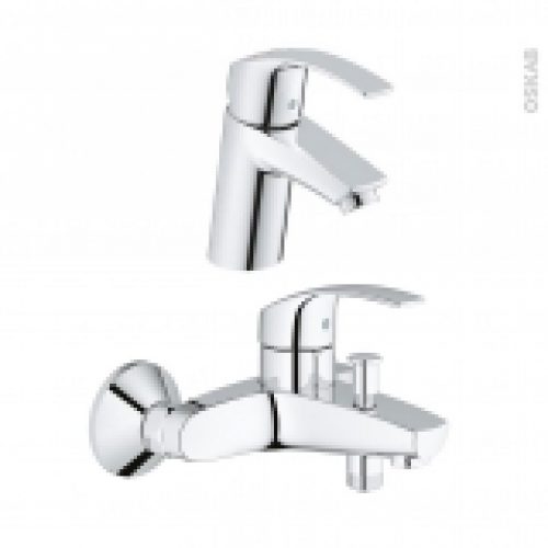 Pack Robinetterie Eurosmart Mitigeur Lavabo Bec Bas Et Mitigeur Bain Chrome Grohe
