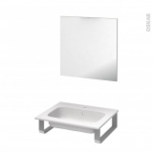 Pack Salle De Bains Pmr Plan Vasque En Resine Rezo Miroir L605 X P505 Cm