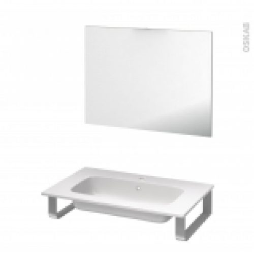 Pack Salle De Bains Pmr Plan Vasque En Resine Rezo Miroir L805 X P505 Cm