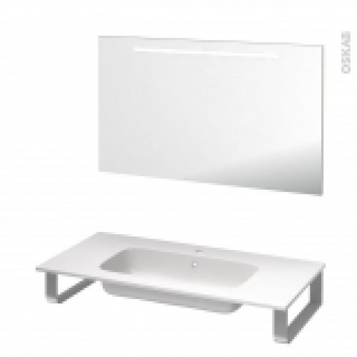Pack Salle De Bains Pmr Plan Vasque En Resine Rezo Miroir Lumineux L1005 X P505 Cm