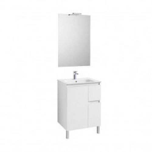 Pack Unik ANIMA 600 1 porte et 2 tiroirs, lavabo, miroir et applique LED