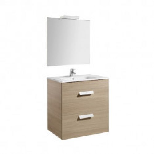 Pack Unik DEBBA 700 2 tiroirs, lavabo, miroir et applique LED