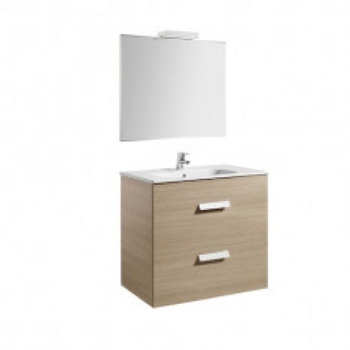 Pack Unik DEBBA 800 2 tiroirs, lavabo, miroir et applique LED