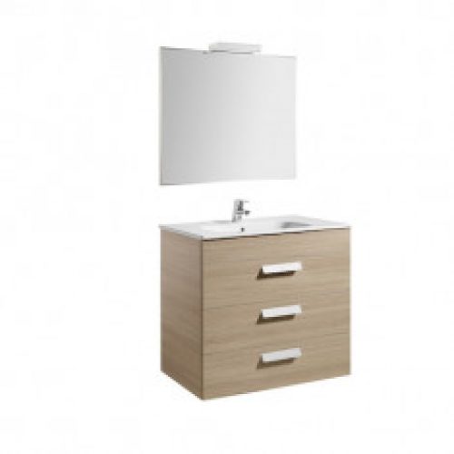 Pack Unik DEBBA 800 3 tiroirs, lavabo, miroir et applique LED