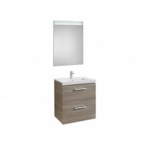 Pack Unik PRISMA 600 – Meuble 2 tiroirs, lavabo et miroir à LED