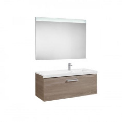 Pack Unik PRISMA 900 – Meuble 1 tiroir, lavabo à gauche ou droite et miroir à LED